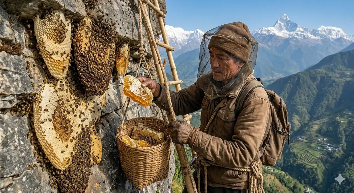 Wild forest honey harvested from Himalayan mountain regions